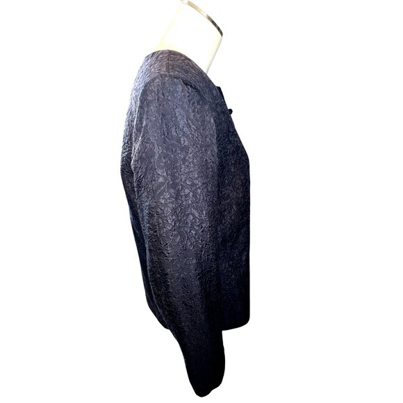 Talbots Size 10 Navy Pure Silk Jacket Textured Brocade Evening City Chic Luxury - Picture 6 of 13